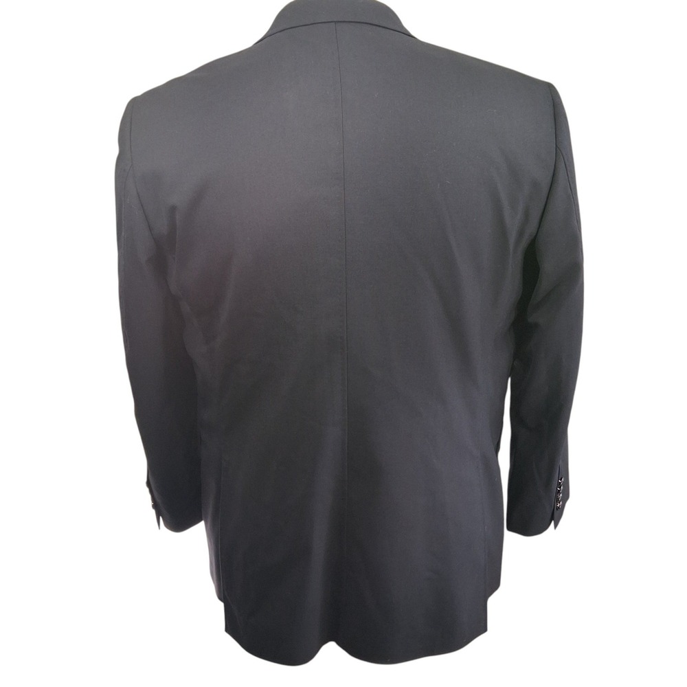 Moda Domani Blazer Mens 44S Solid Black Classic Custom Ornate Crest Buttons - Picture 4 of 8